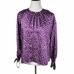 Zara women's size Small Purple and White Polkadot Long Sleeve Blouse